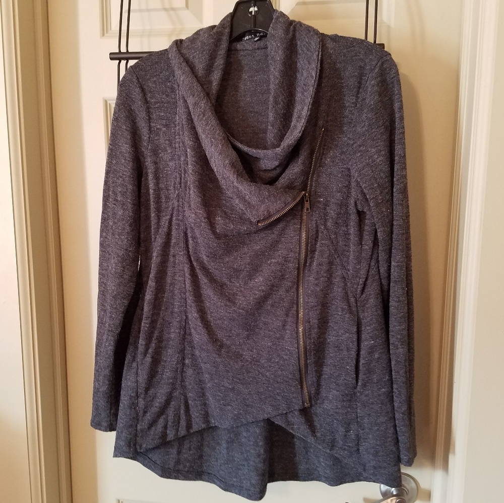 Cowl Neck Zip up Sweater